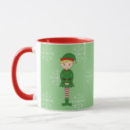 Caneca Garoto Elfo illusima Natal Flocos de Neve Verde Cl
