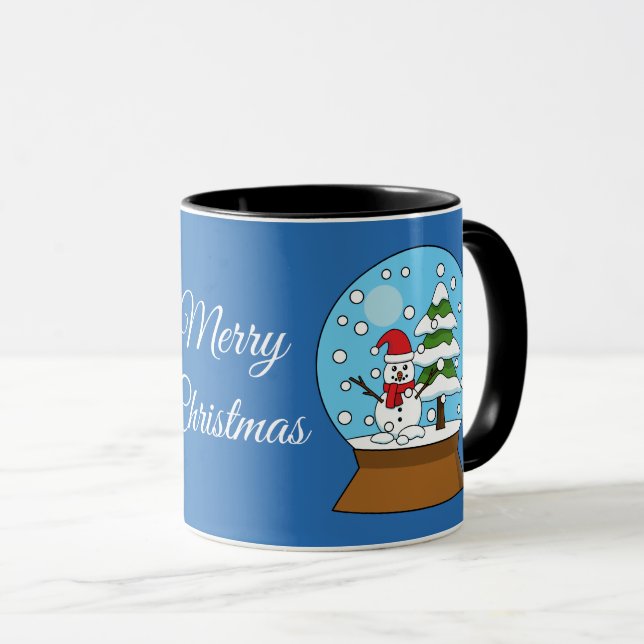 Caneca Garrafa de Neve c/ Boneco de Neve e Pinheiro | Per (Frente Esquerda)