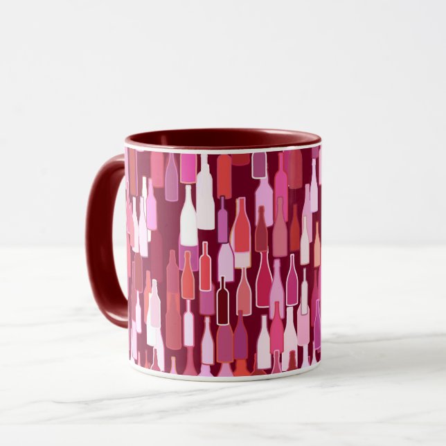 Caneca Garrafas de vinho, tonalidades de ameixa, fundo de (Frente Esquerda)