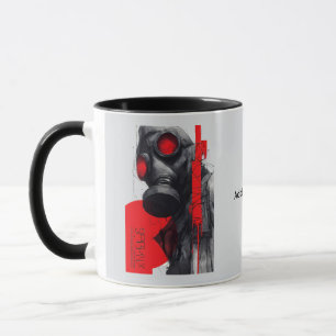 Caneca Gas Mask Trash Polka Vermelha Preta Grunge