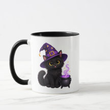 Gata Bruxa Preta Fofa de Halloween