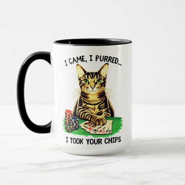 Caneca Gata de Pôquer Leva o Pot (Esquerda)