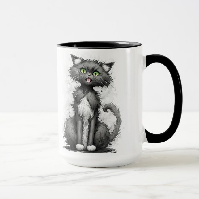 Caneca Gata Louca Em Branco (Direita)