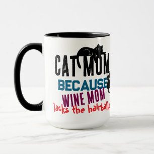 Caneca Gata Mãe vs Mãe Vinho Citação Engraçada de Amante