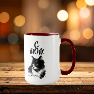 Caneca Gata PRETA MÃE adicionar Foto e/ou Nome