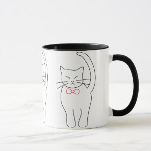 Caneca Gatinho bonito com arco vermelho