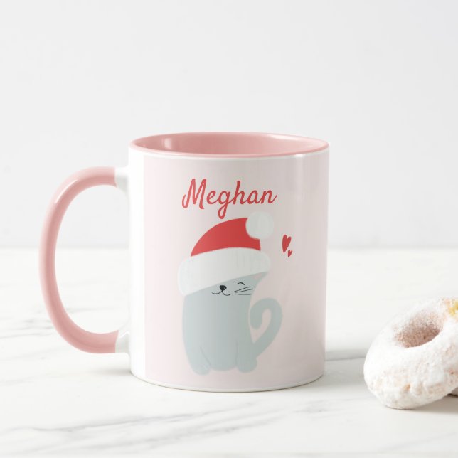 Caneca Gatinho bonito com Natal para Crianças do Papai No (Com Donut)