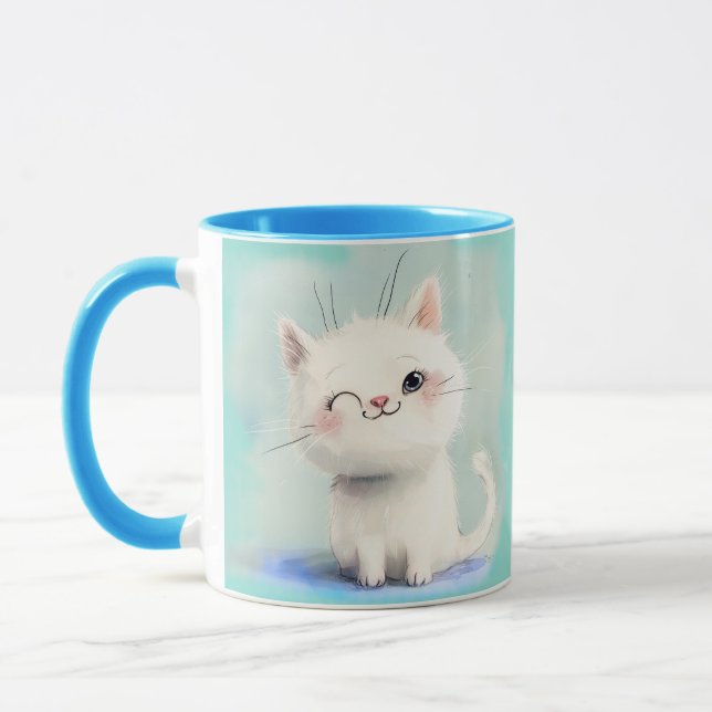 Caneca Gatinho Branco Bonito (Esquerda)