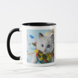 Caneca Gatinho da boneca de pano e férias de verão