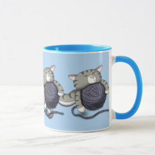 Caneca Gatinho de cartum com esfera de fios