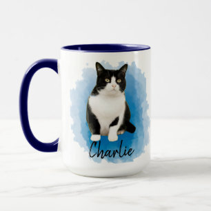 Caneca Gatinho de Nome de Foto de Cat Personalizado Amant