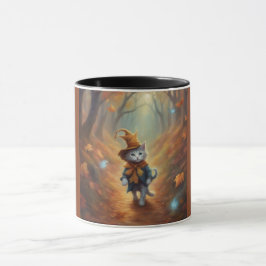 Caneca Gatinho do dia caprichoso de outono caminha nos bo