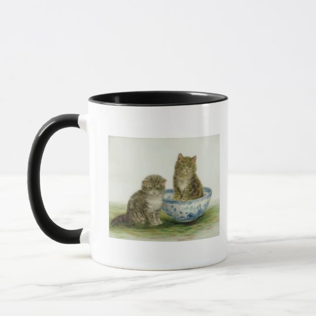 Caneca Gatinho em uma bacia azul de China (Esquerda)