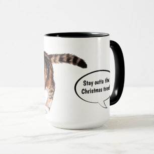 Caneca Gatinho Engraçado Fique Fora da Árvore de Natal
