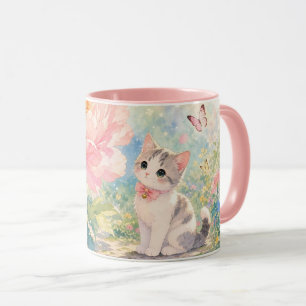 Caneca Gatinho Floral