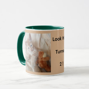 Caneca Gatinho Fofo Foto Personalizada 2º Aniversário
