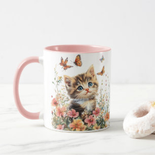 Caneca Gatinho Gelado em Flores - Gato Adorável