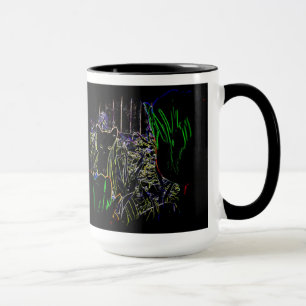 Caneca Gatinho Preto nos Pernaleiros do Jardim Neon