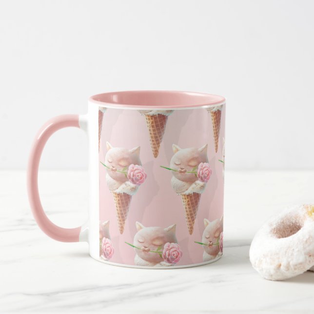 Caneca Gatinho sorvete - Rosado e Sonho (Com Donut)