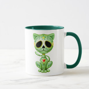 Caneca Gatinho verde do açúcar do zombi