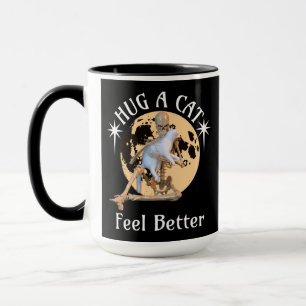 Caneca Gato Abraçado por Esqueleto ao Luar Conforto Humor
