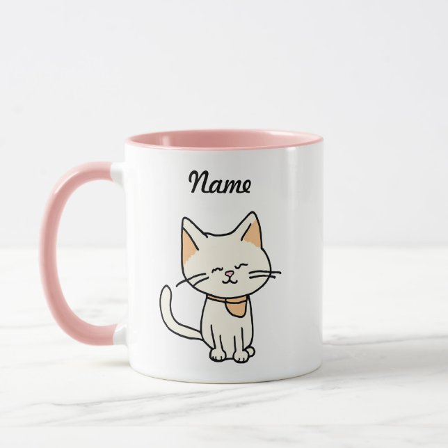 Caneca Gato Adorável com Nome Personalizado (Esquerda)