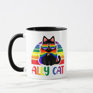 Caneca Gato Aliado LGBT Seja Gentil Arco-Íris Gay Engraça