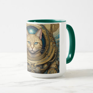 Caneca Gato astronauta e arte ciberpunk