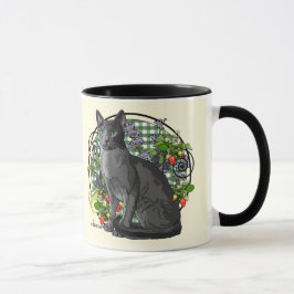 Caneca Gato azul do russo com bagas