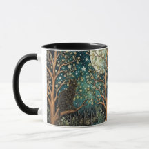 Gato boho céu noturno estrelado floresta