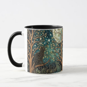 Caneca Gato boho céu noturno estrelado floresta
