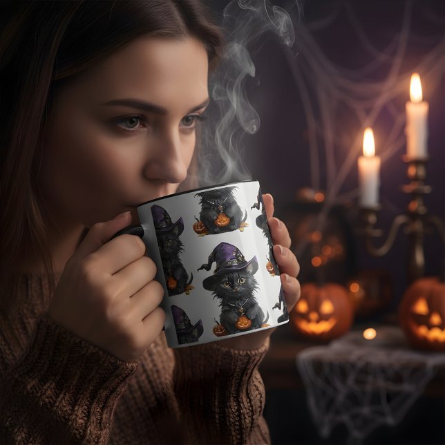 Caneca Gato Bonito De Halloween Design (Criador carregado)