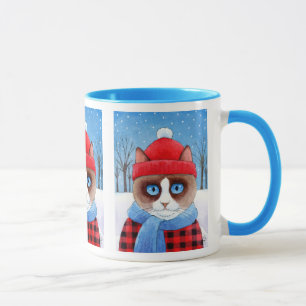 Caneca Gato bonito do sapato de neve, natureza nevado do