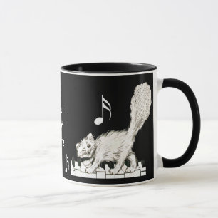 Caneca Gato Branco em Chaves Piano