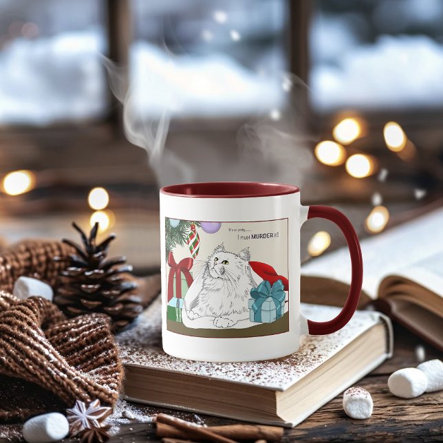 Caneca Gato Branco Engraçado Enfeites de Natal Árvore de  (Criador carregado)