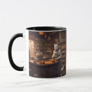 Caneca Gato caprichoso trabalha na loja geral no Hallowee