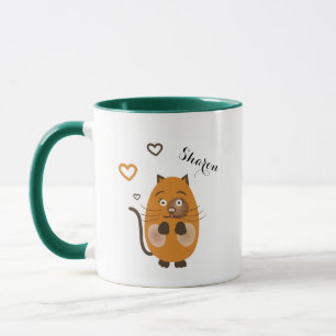 Caneca Gato castanho-branco