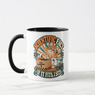 Caneca Gato Cientista Laranja Retro Arte de Química Diver