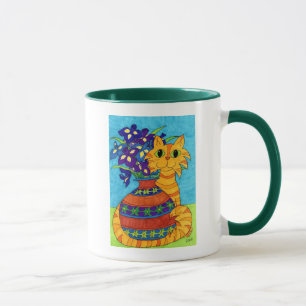 Caneca Gato com as íris no vaso de Talavera