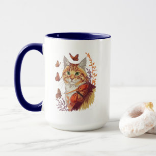 Caneca Gato com Borboletas Monarcas