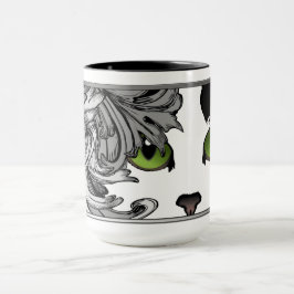 Caneca Gato com olhos verdes