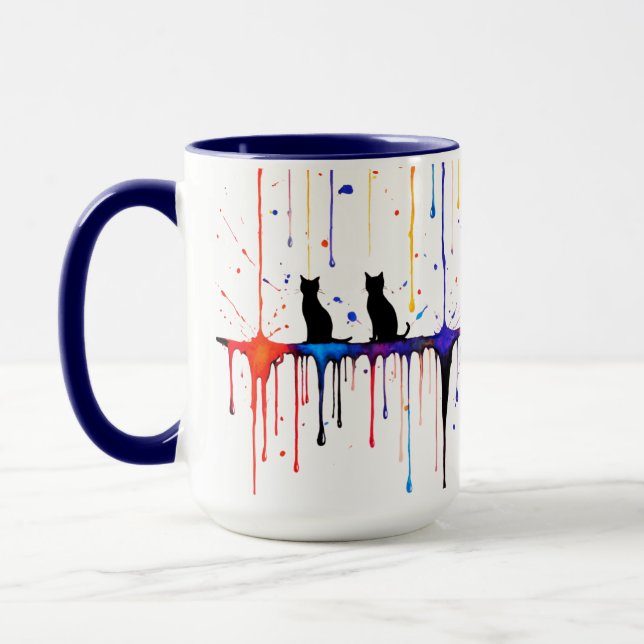 Caneca Gato com Salpicos Artísticos (Esquerda)