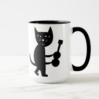 Caneca Gato com uma guitarra