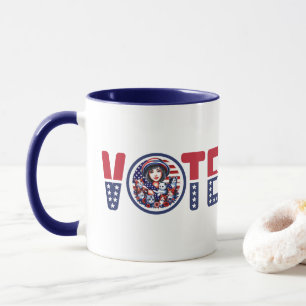 Caneca Gato Damas pelo Kamala Vote