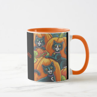 Caneca Gato de Abóbora Preto do Gato de Halloween