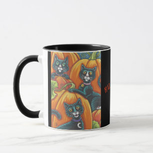 Caneca Gato de Abóbora Preto do Gato de Halloween
