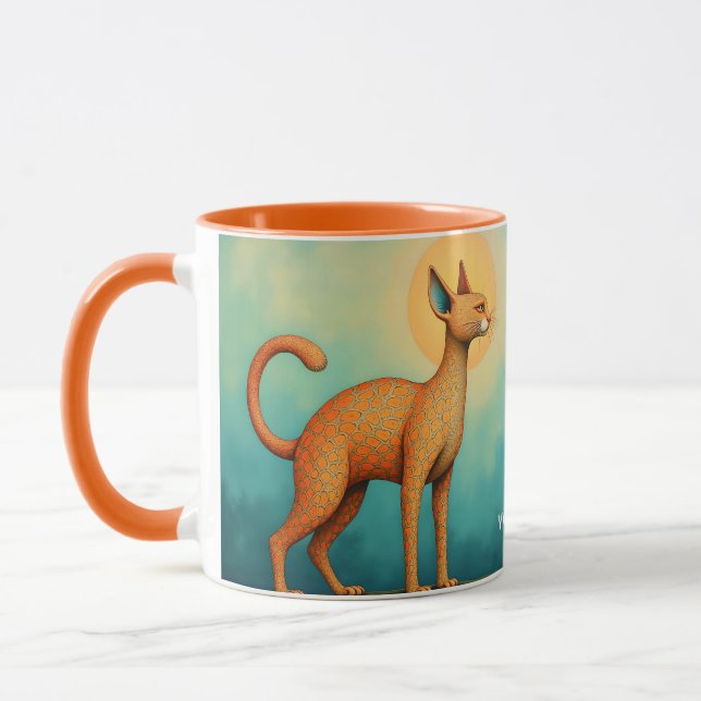 Caneca Gato de Abstrato de Laranja Fantasy (Esquerda)