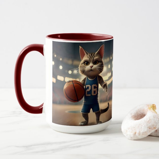 Caneca Gato de basquete, (Com Donut)