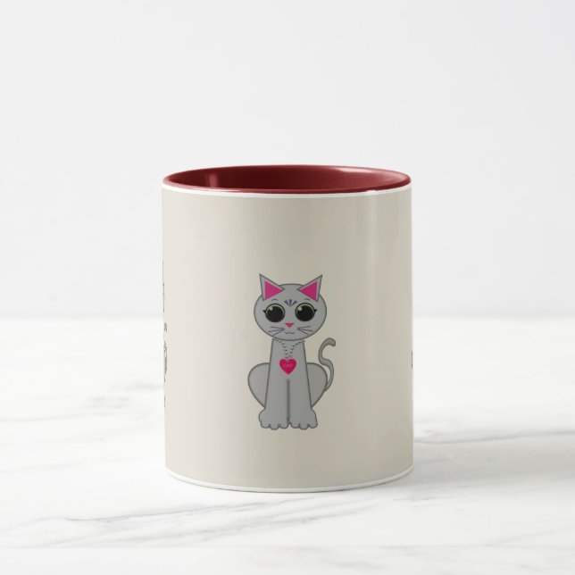 Caneca Gato de cinza bonito (Centro)