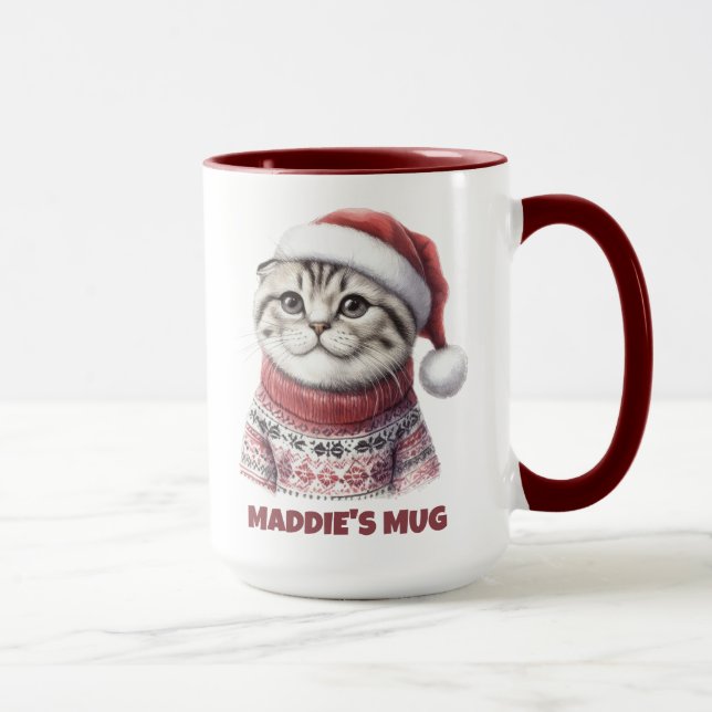 Caneca Gato de Cinza Bonito, Gatinho, com Nome (Direita)
